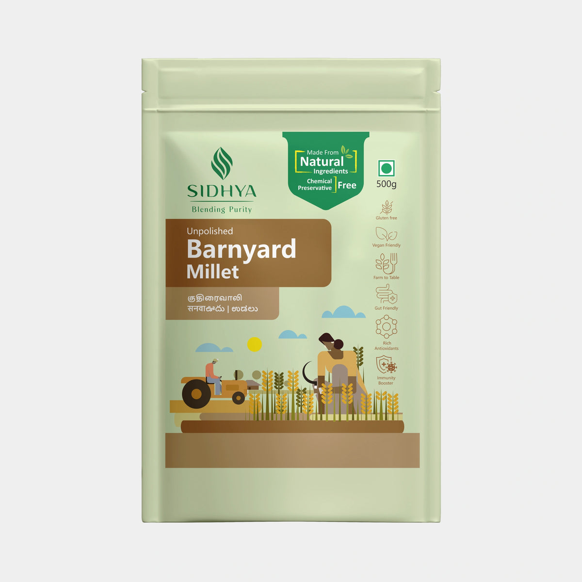 Barnyard Millet Rice packed in a clean food-grade pouch