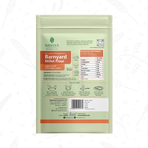 Barnyard Millet Flour (Sanwa Atta, Udala Pindi, Kuthiraivali Maavu)