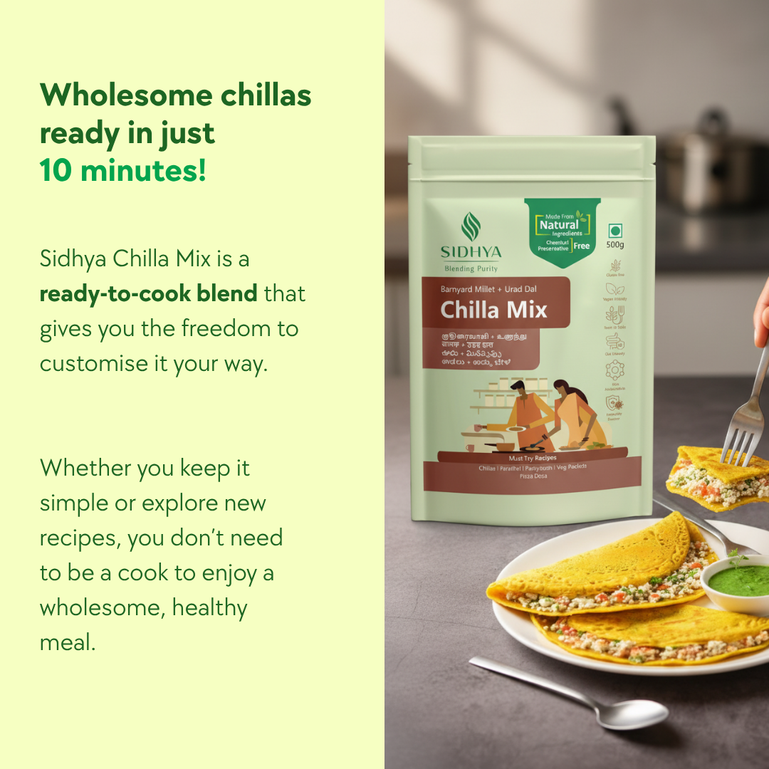Quick-cooking Barnyard Millet Urad Dal Chillamix for families