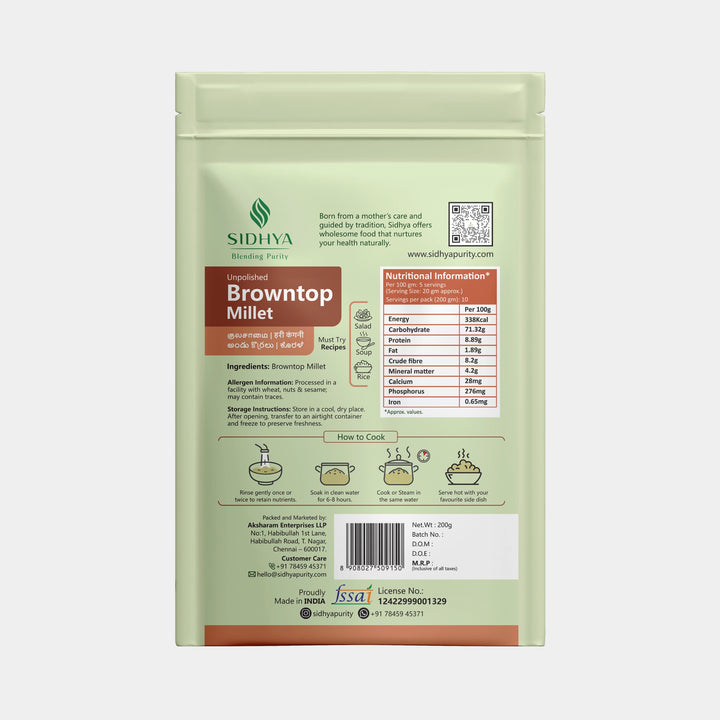 Sidhya Browntop Millet Rice