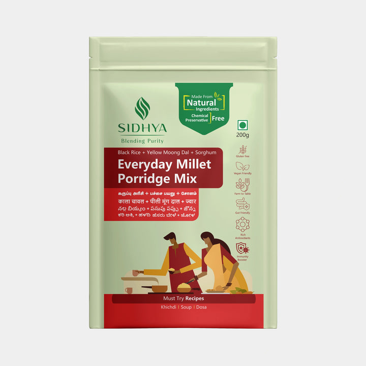 Everyday Millet Porridge Mix pack with black rice, moong dal and sorghum