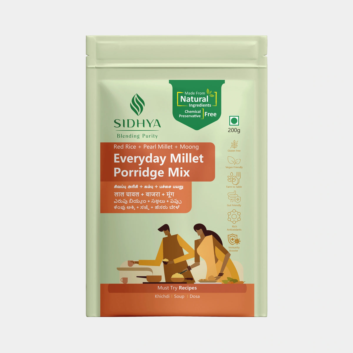 Everyday Millet Porridge Mix pack with red rice, pearl millet and moong