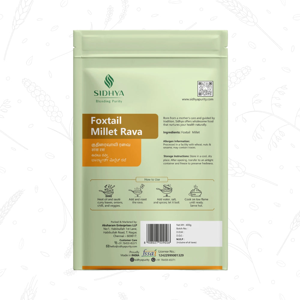 Foxtail Millet Rava (Thinai, Kangni, Korralu)