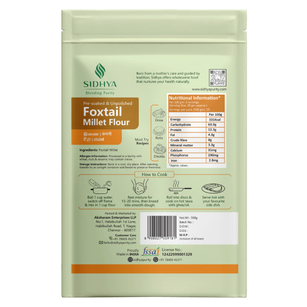 Sidhya Foxtail Millet Flour | 1 Kg