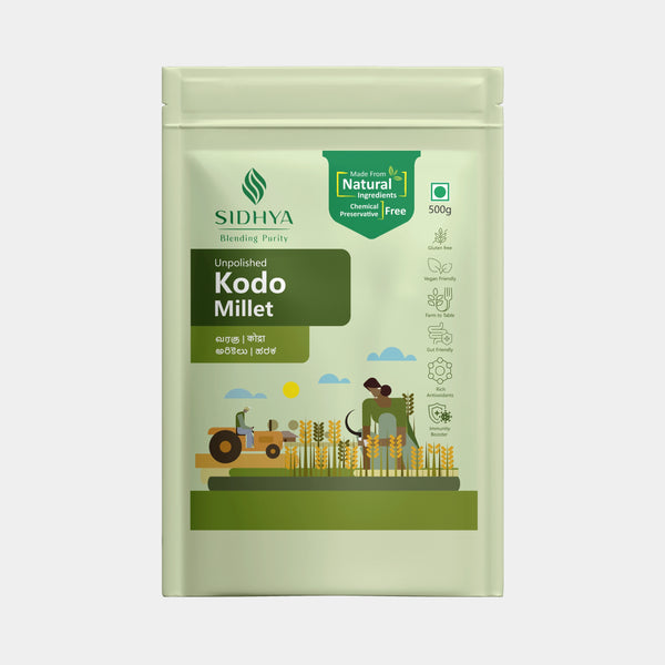 Kodo Millet Rice packed in a clean food-grade pouch