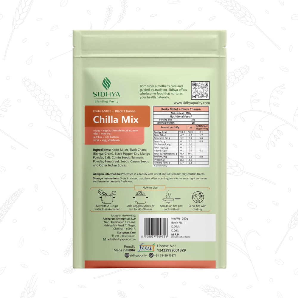 Kodo Millet Black Channa Chilla Mix