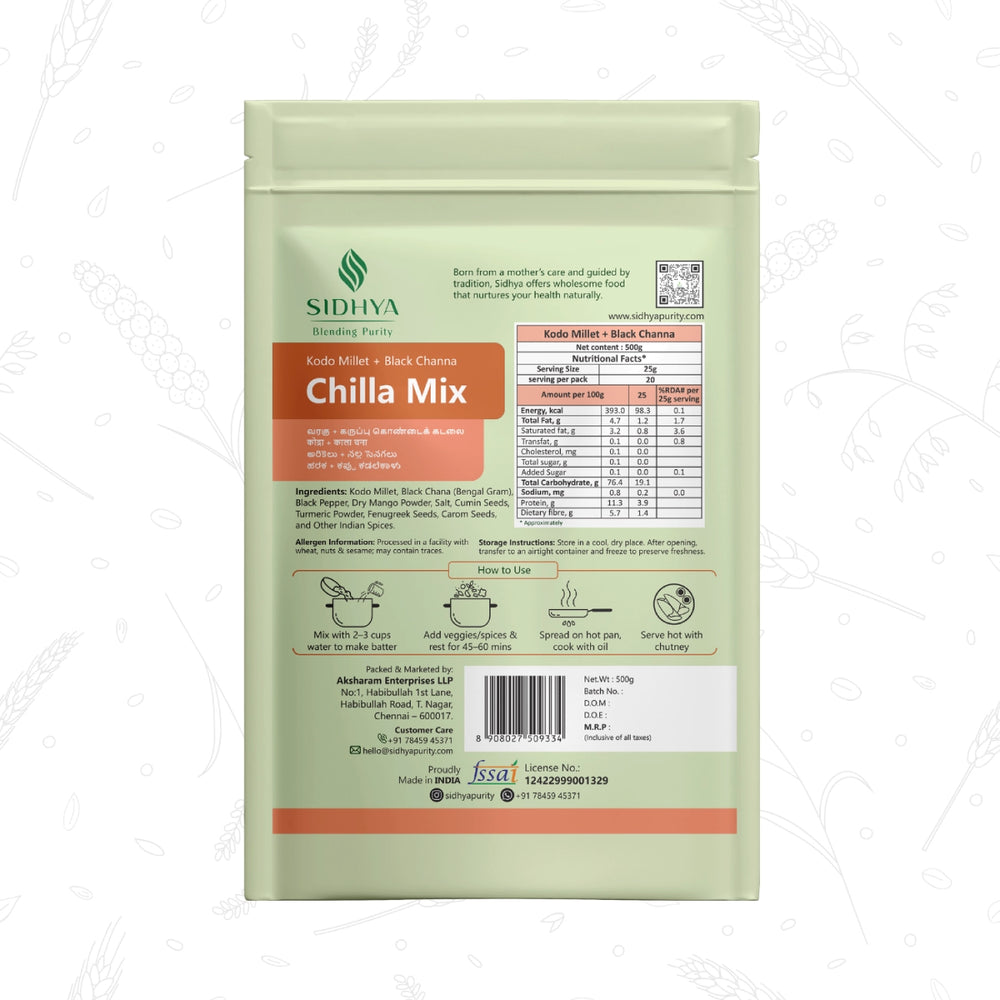 Kodo Millet Black Channa Chilla Mix