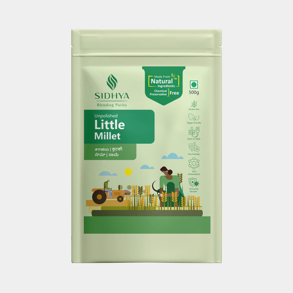 Little Millet Rice packed in a clean food-grade pouch