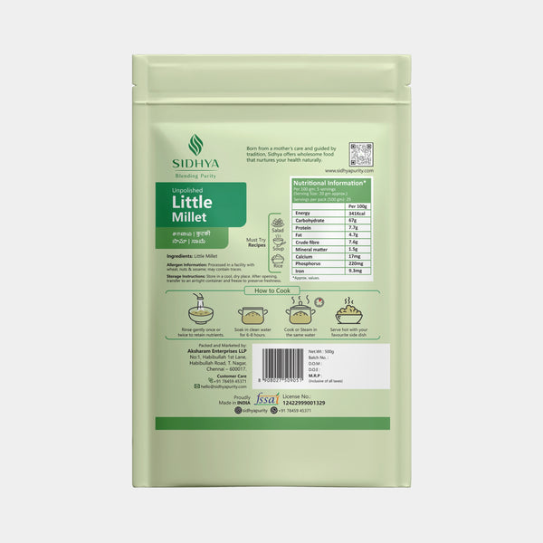 Close-up of raw Little Millet Rice grains