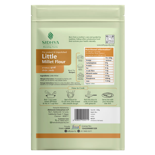 Sidhya Little Millet Flour | 1Kg
