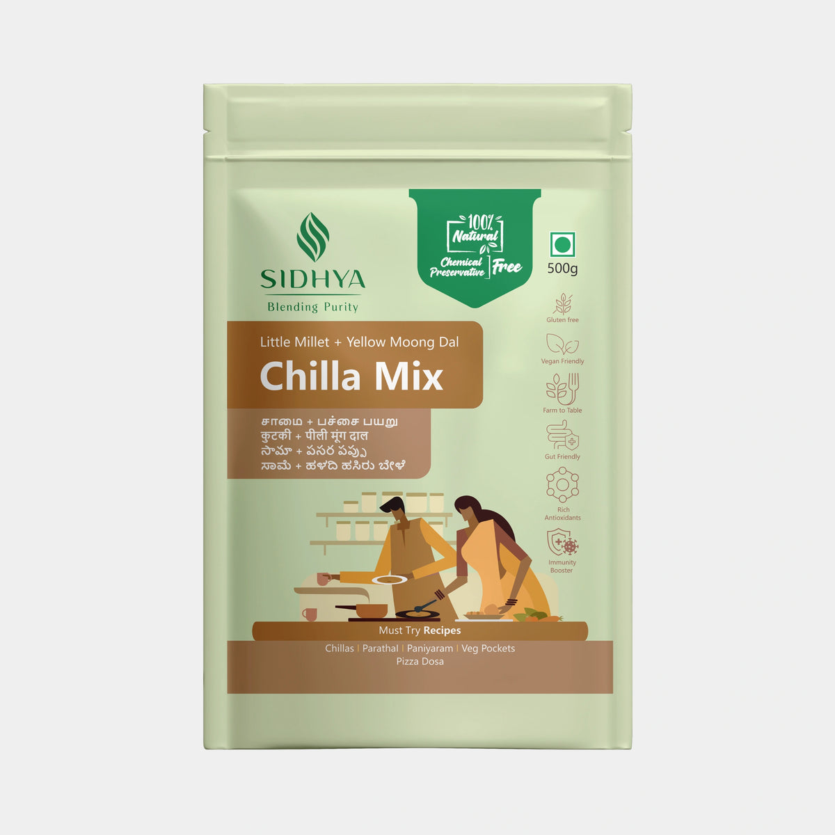 Instant chilla mix made with little millet and moong dal