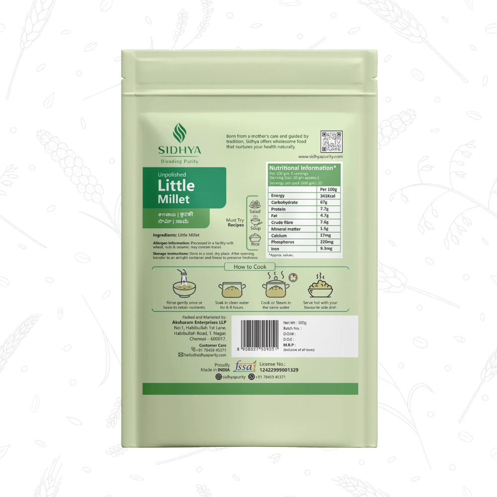 Little Millet Rice (Kutki Chawal, Sama Biyyam, Samai Arisi)