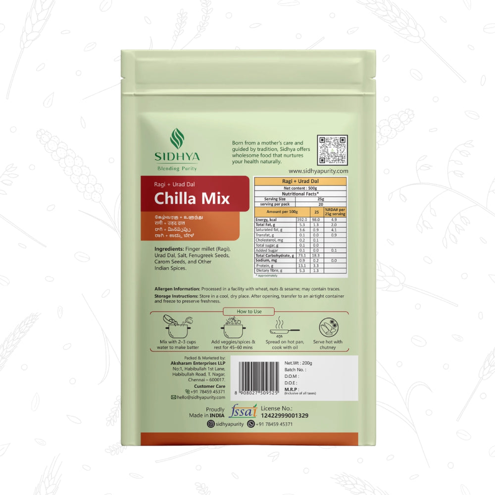 Ragi Millet Urad Dal Chilla Mix