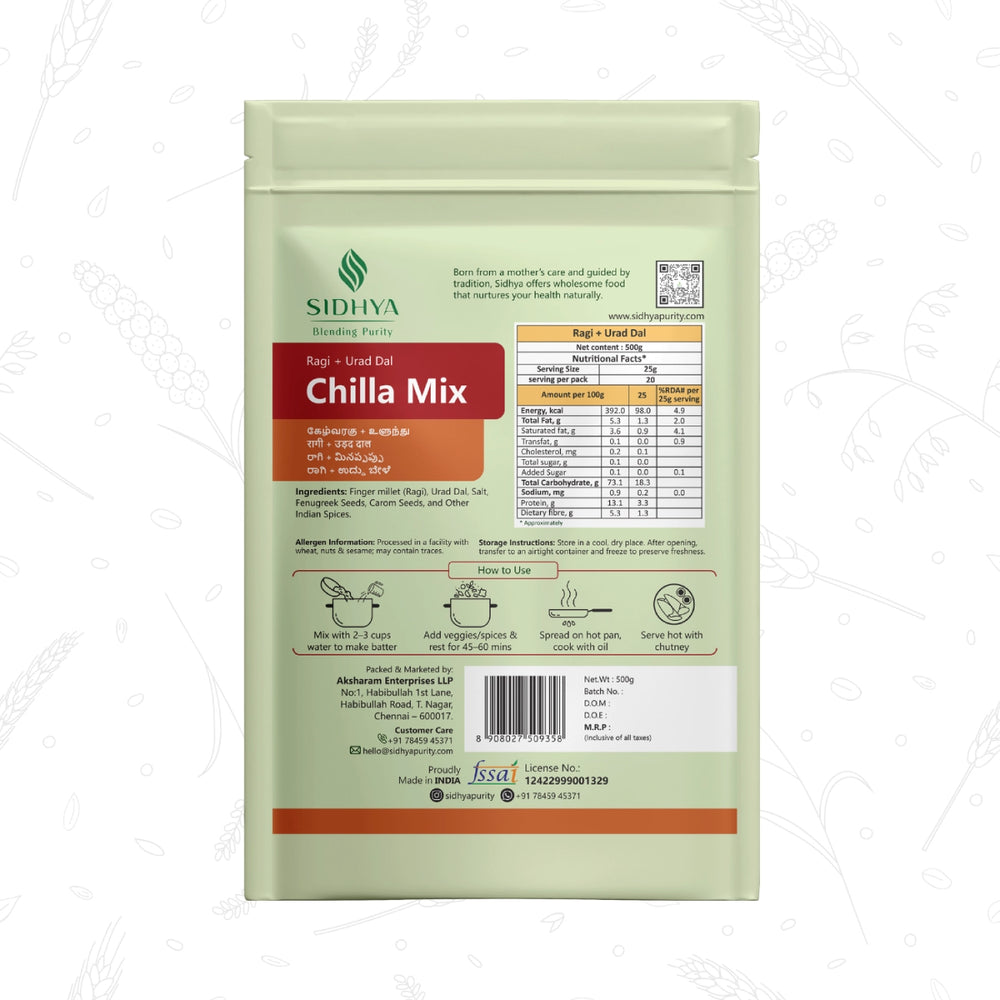 Ragi Millet Urad Dal Chilla Mix