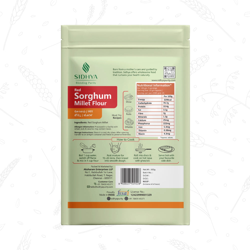 Red Sorghum Millet Flour (Lal Jowar Atta, Erra Jonna Pindi, Sivappu Cholam Maavu)
