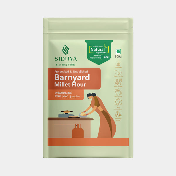 Barnyard millet flour packed in eco-friendly food-grade pouch