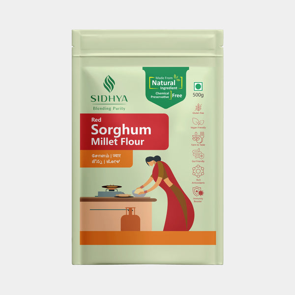 Red sorghum millet flour in eco-friendly packing for daily cooking
