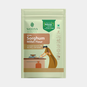 White sorghum millet flour packed in eco-friendly pouch