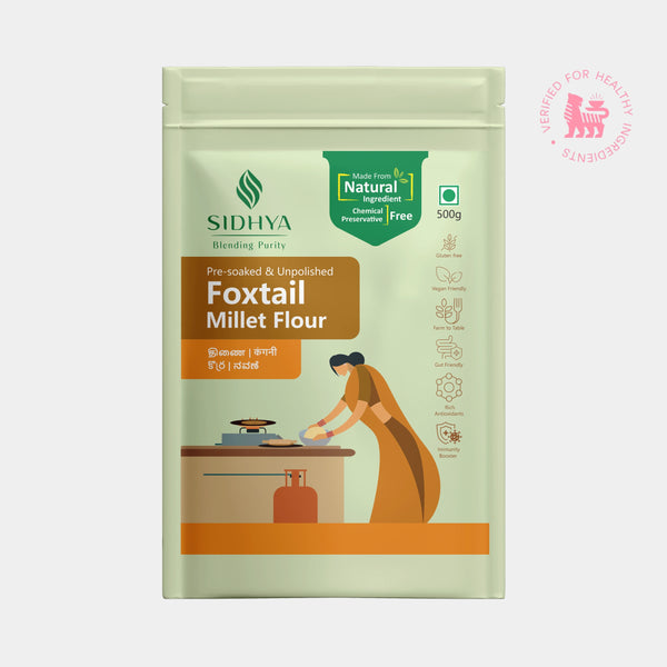 Foxtail millet flour packed in eco-friendly food-grade pouch