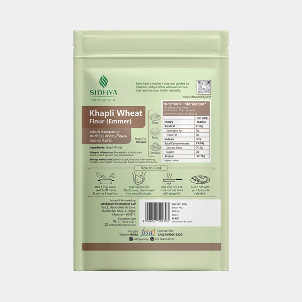 Khapli (Emmer) Wheat Flour (Samba Godhumai Maavu, Khapli Gehu Atta) – Activated Flour